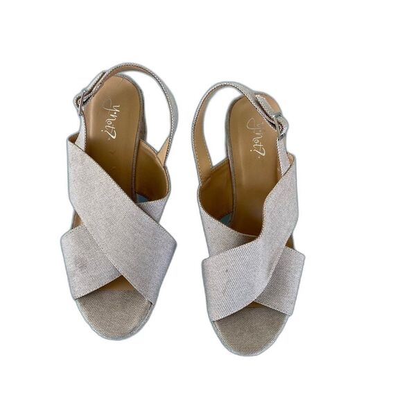 NEUTRAL TAN/BEIGE ESPADRILLE cork platform wedge - Picture 3 of 13